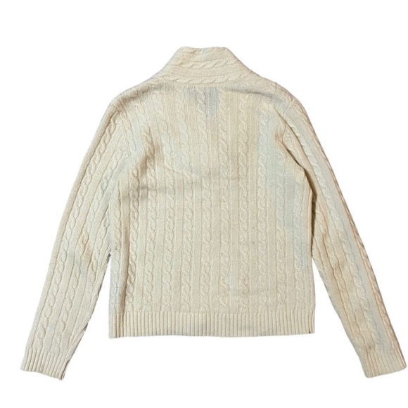 Lauren Ralph Lauren White 💯 Cashmere Cable Knit Sweater P/M - Picture 2 of 12